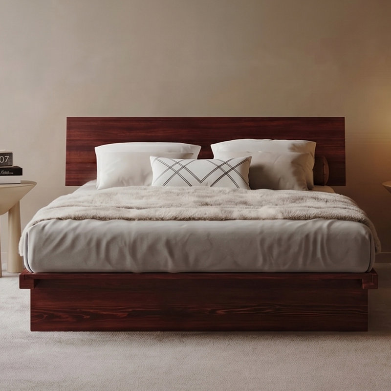 Structure de lit Hardee, Full XL, Bois rouge