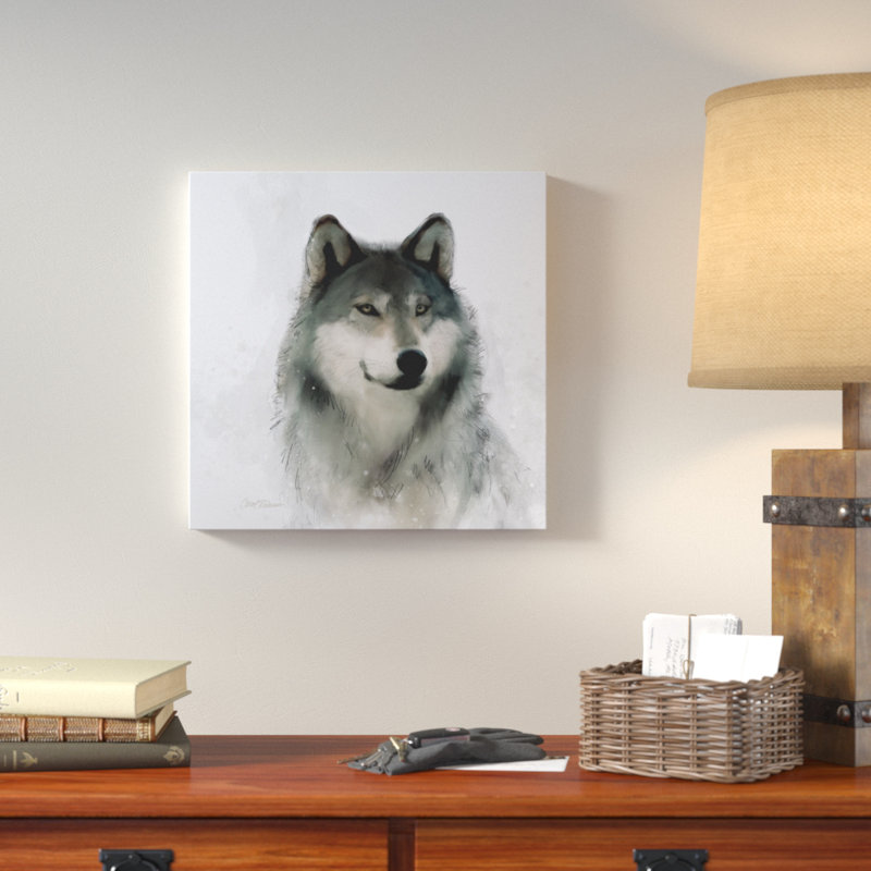« rainsoft » loup», reproduction de peinture à l’acrylique sur toile tendue de galerie, H 16 po x l 16 po x p 1,5 po