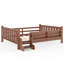 Queen Size Kids Floor Bed with Storage Bookcases, Solid Wood Platform Bed with Stairs & Guardrails, Light Natural-724646422