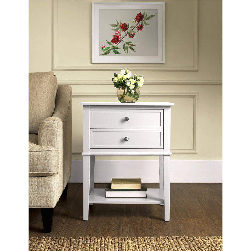 Jesse End Table, Cream/Antique White