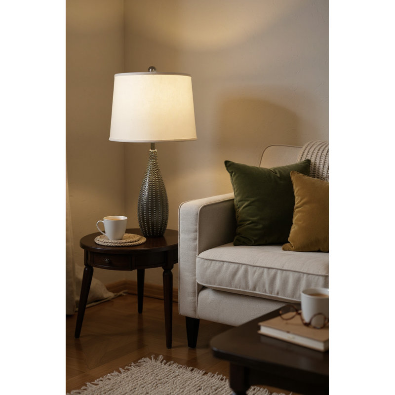 Lampe de table avec vase en perles à haute brillance, Brun/vert