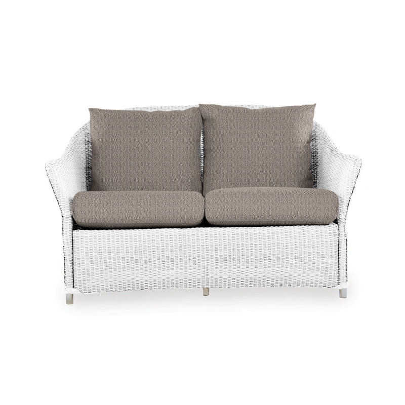 Weekend Retreat Outdoor 2 - Seat Loveseat, White, Bamboo Bay Sky