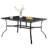 6 - Person Outdoor Dining Table With Powder Coated Steel Slat Top, 2.16" Umbrella Hole, Slip Pads, E Coating Frame, For Poolside, Backyard, Garden Relaxation In All Weather Black, Ideal Backyard