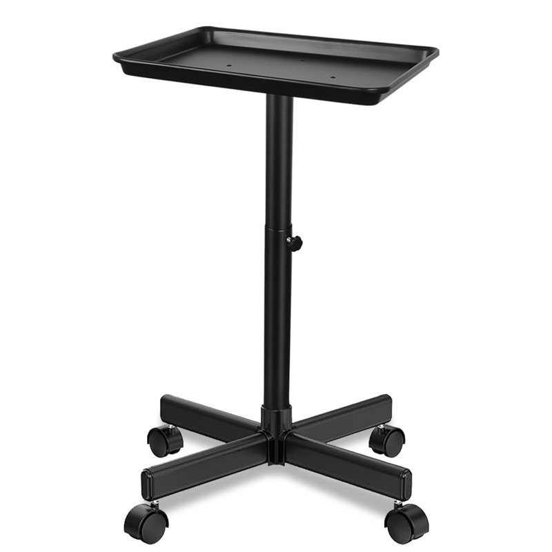 Utility Cart with Wheels Adjustable Height Storage Cart with Tray Rolling craft cart, Black