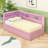 Upholstered Twin Daybed with Trundle, LED Lighting and USB Ports-106490995