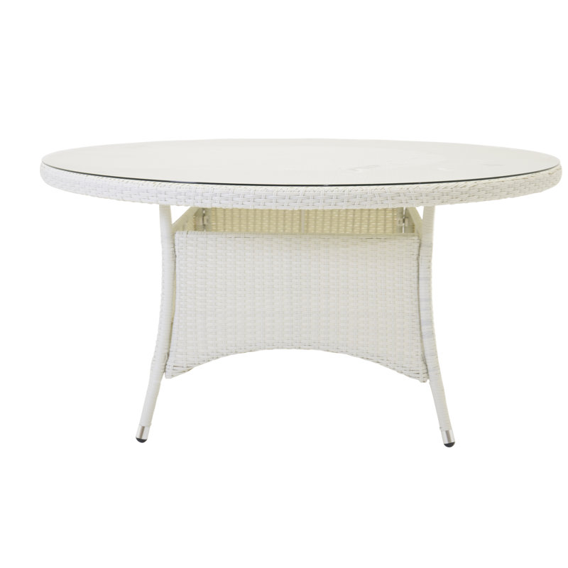 Mitul Round Wicker Outdoor Dining Table , 90cm cm W 90cm cm D, White