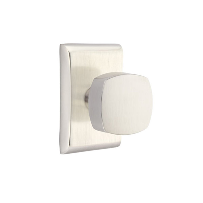 Double Dummy Freestone Knob with Neos Rosette, Satin Nickel