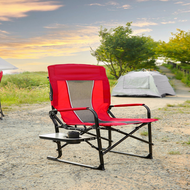 Chaise de camping d'extérieur, chaise de réalisateur pliante portative surdimensionnée robuste avec table d'appoint et poche