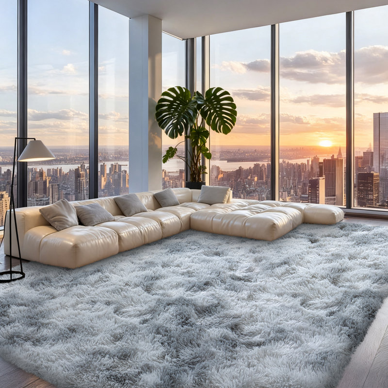 Silk-Cloud Series - Sleek Premium Velvet Area Rug, Ultra-Smooth Touch Silky Microfiber, Non-Slip & Shed-Free Minimalist Shag Rug for Bedroom