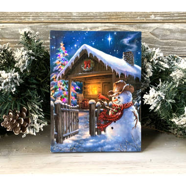 The Holiday Aisle® Lighted Musical Canvas Easel Back 8x10 - Musical Snowman