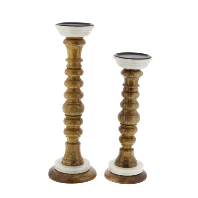 Ensemble de chandelles de table en bois 2 pièces