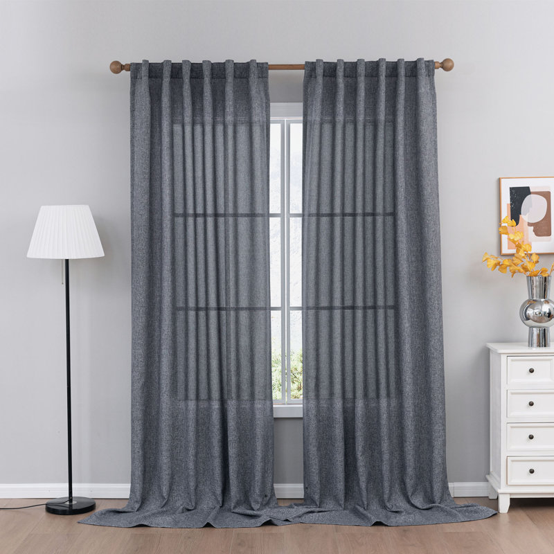 Paire de rideaux semi-transparents Dabachi, L 52 po x L 108 po, Bleu marine