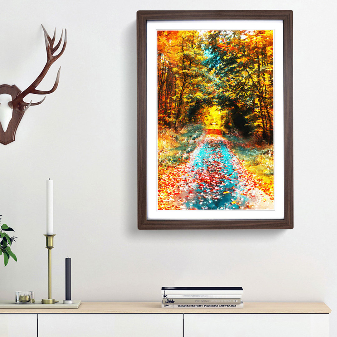 Endless Autumn Forest in Germany in Abstract - Framed Print