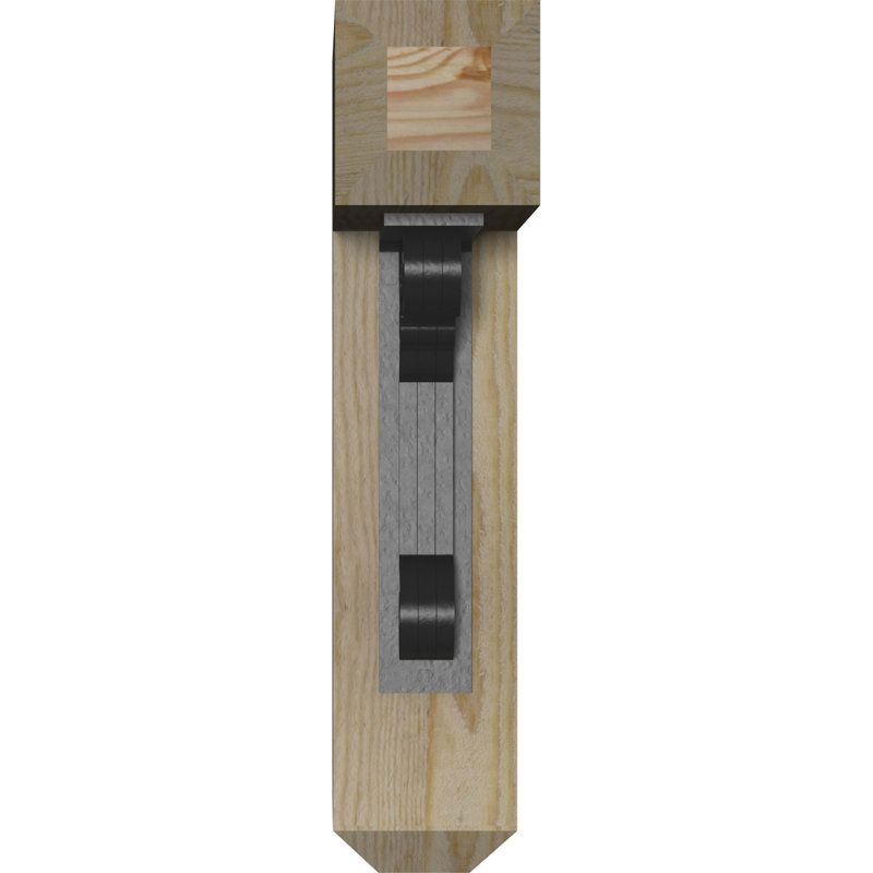 Fleur de lys triple support artisanal Ironcrest, 18"H x 15 1/2"D, 4"W x 4"T Douglas Fir (Rough Sawn)