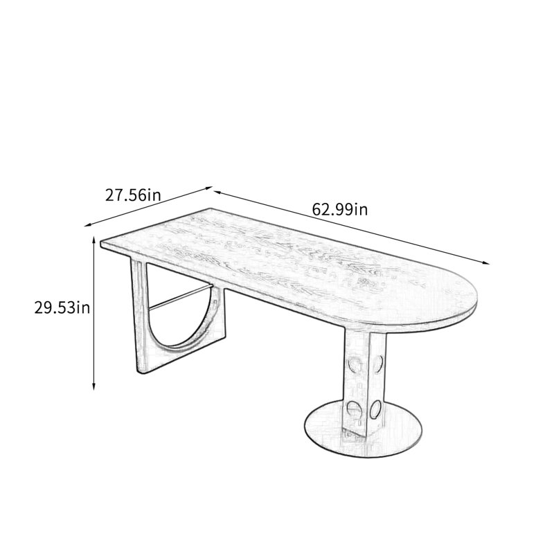 French Retro Solid Ash Half-round Dining Table., 29.53"H x 62.99"L x 27.56"W