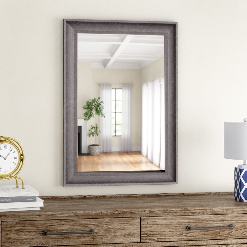 Miroir biseauté Modesto, H 32,5 po x l 26,5 po, Gris clair