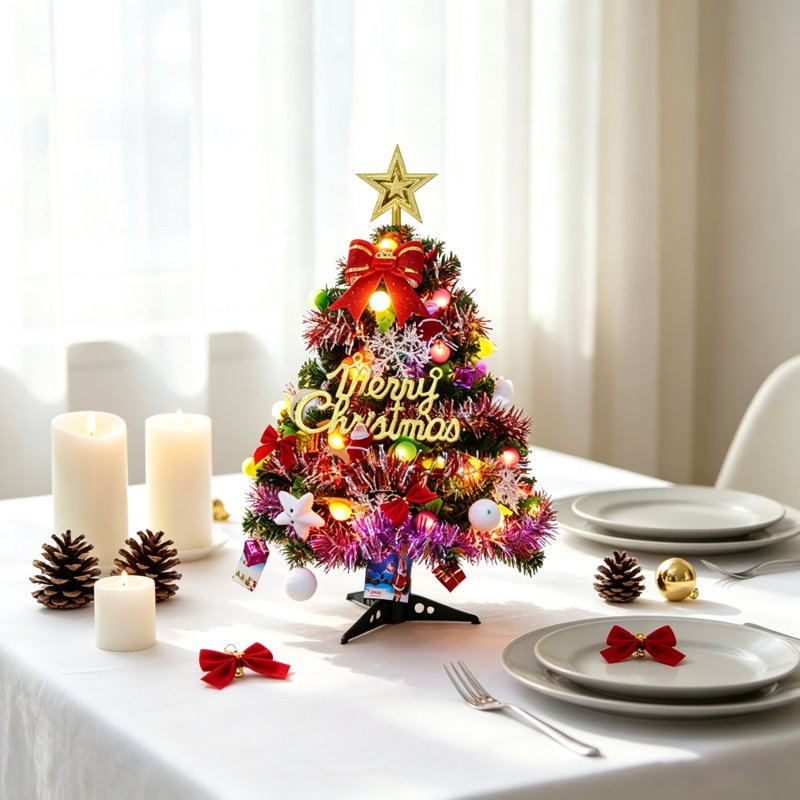 Mini arbre de Noël artificiel 17,72 po, décorations de Noël pour Noël