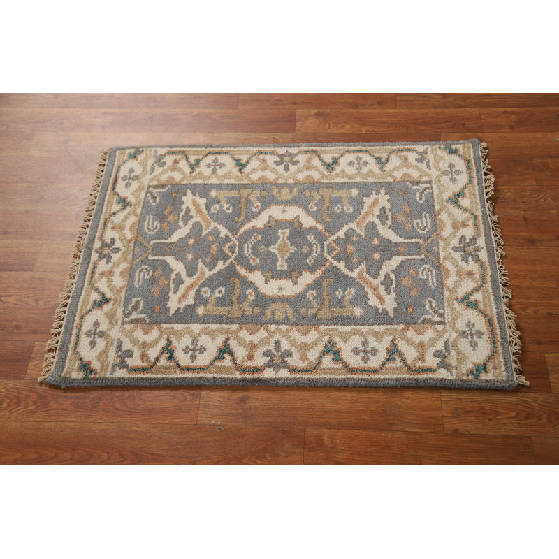 Geometric Gray Oushak Oriental Foyer Rug 2x3