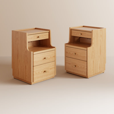 Ensemble de 2 tables de chevet en bois massif Annie avec plateau biseauté l 15,7 po Annie
