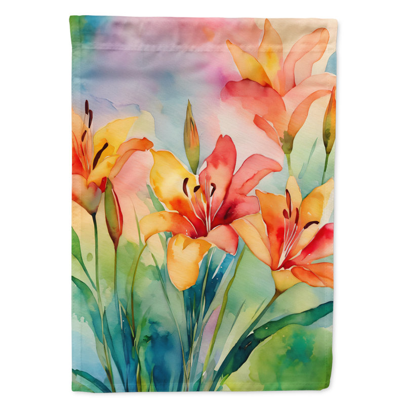 Lys dans le drapeau de la maison à l'aquarelle