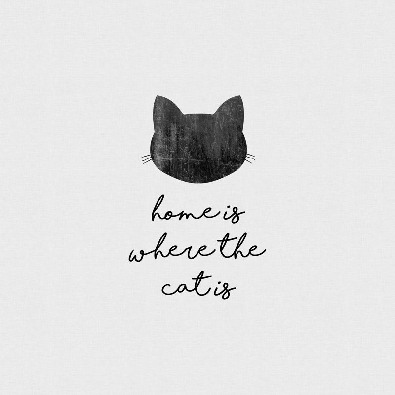 C'est chez le chat qu'on se sent chez soi - impression, H 30 po x l 30 po, Oui, Cadre simple noir