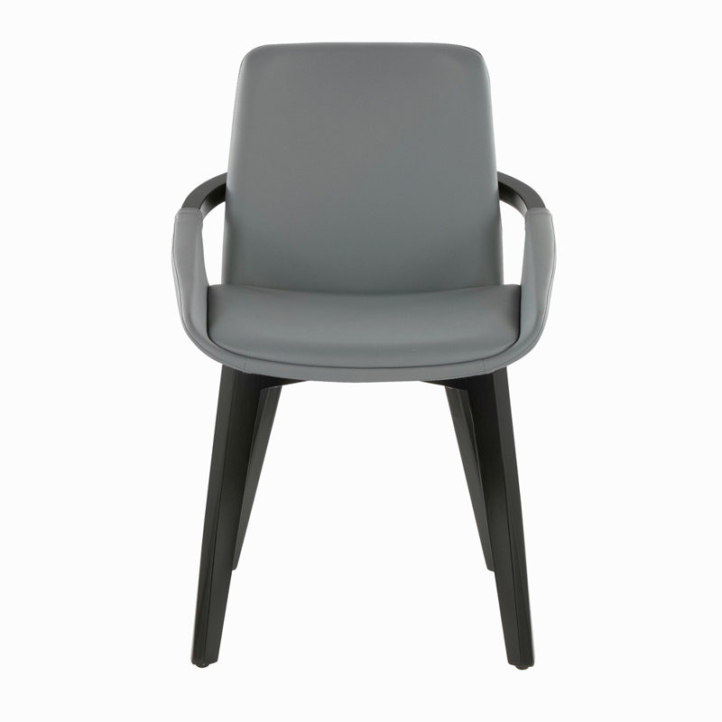 Chair In Bamboo And Grey Faux Leather