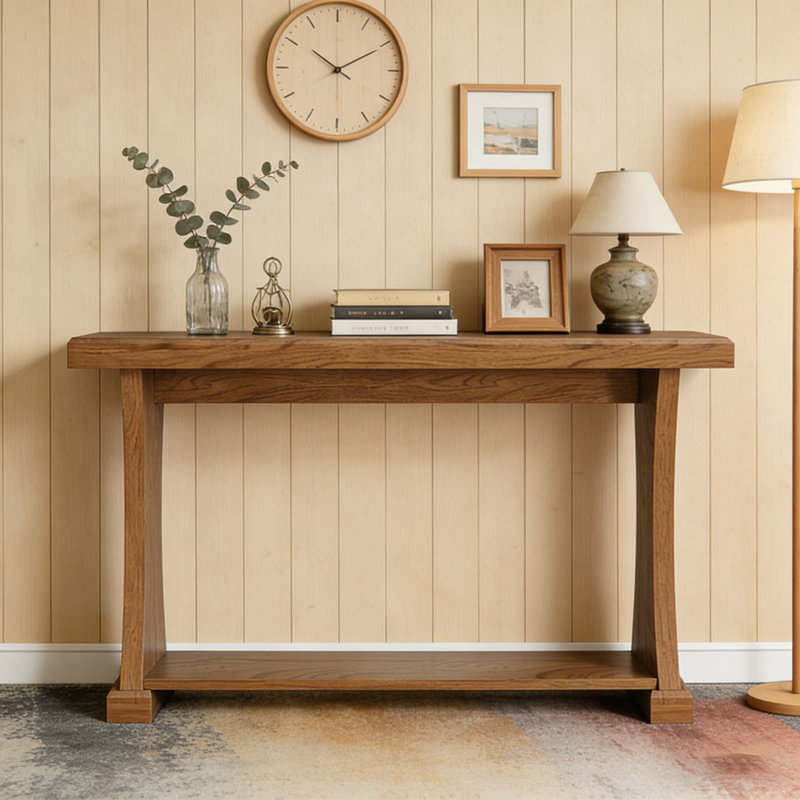 2-Tier Console Table, 63” Narrow Entryway Sofa Table