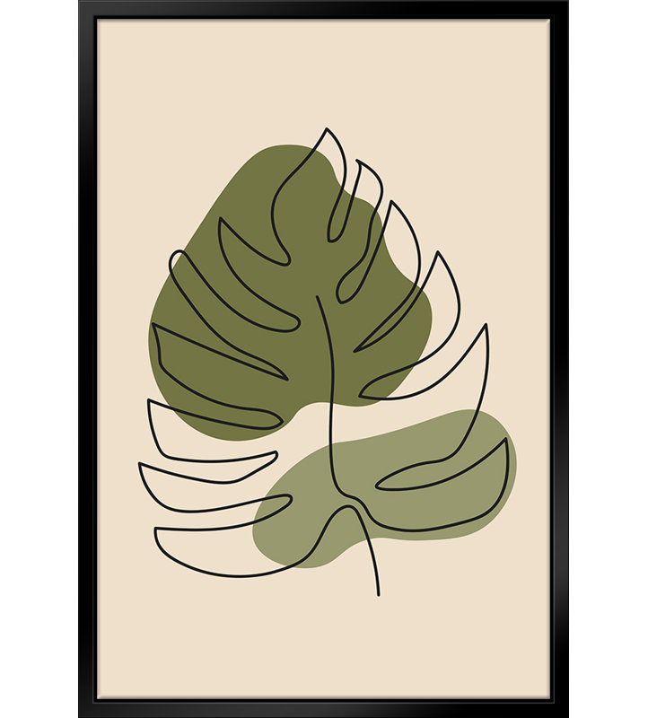 «Abstract One Line Leaf I», reproduction encadrée sur toile, L 16 po x H 20 po