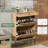 Shoe Rack Storage Organizer With 2 Natural Semi-Circular Rattan Doors, Large Entryway Wooden Shoe Cabinet For Sneakers, Leather Shoes, Slippers (1 Piece, Light Beige)