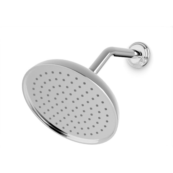 Pomme de douche 8 po avec accoudoir incliné Classic, Nickel poli