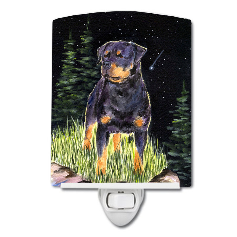 Éclairage de nuit en céramique starry rottweiler