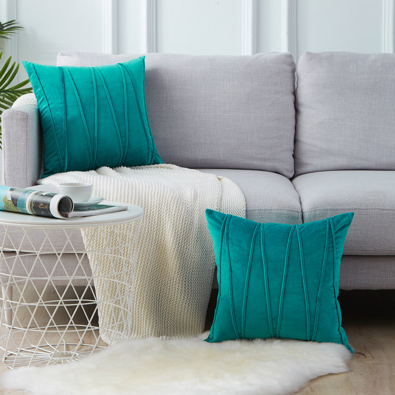 Chevron Geometric Pillow Cover, Turquoise, 16" x 16"