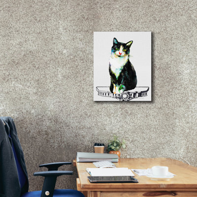 «Watercolor Cat On Table E» par Jean Plout, art mural sur toile