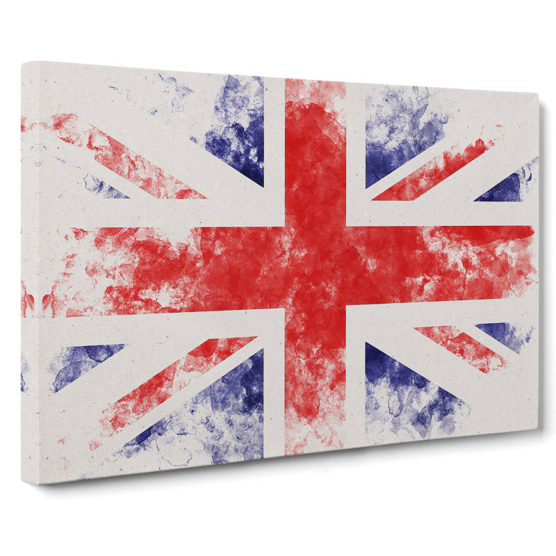 Union Jack British Flag Vol.1 Watercolour - Wrapped Canvas Print, 35cm H x 50cm W x 3cm D