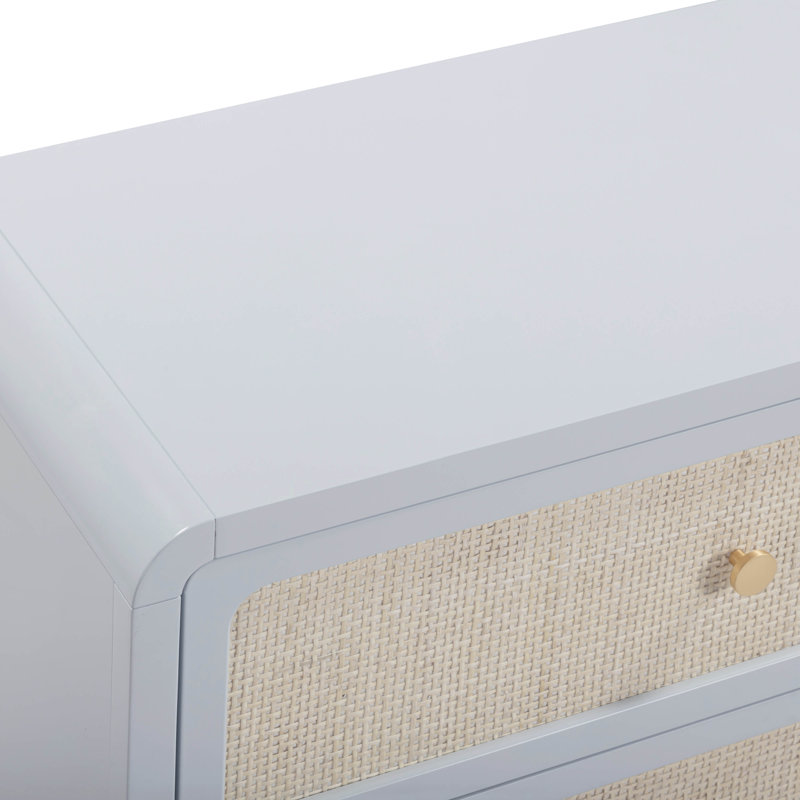 Patty Pastel Blue Rattan 6 Drawer Dresser, Pastel Blue