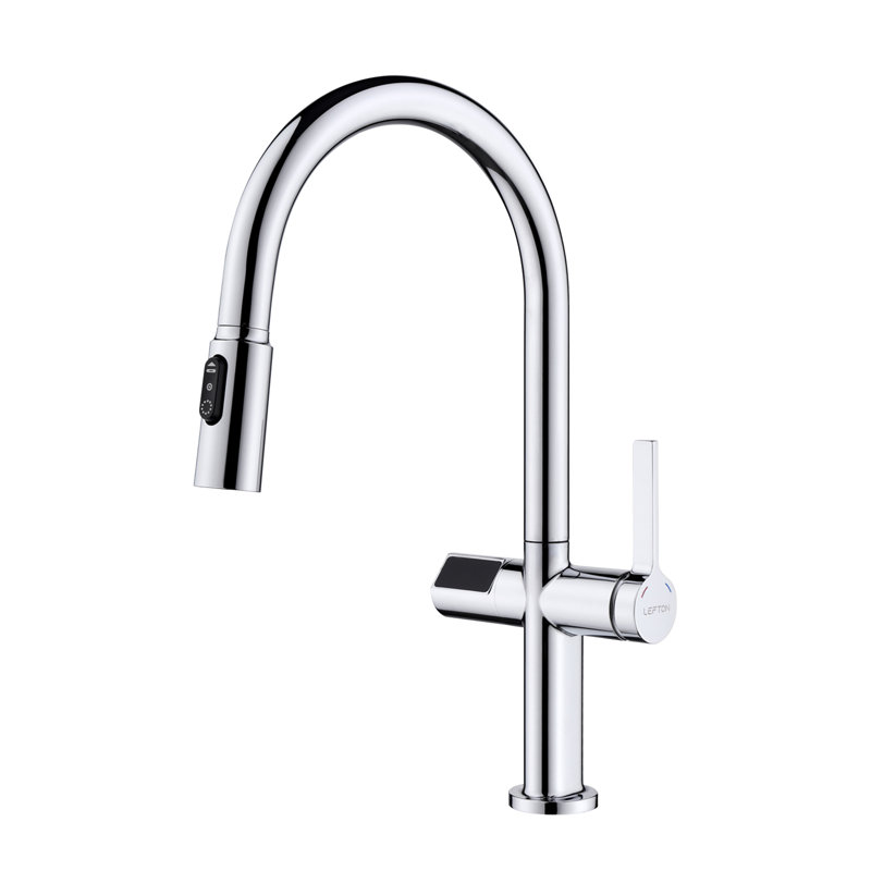 Lefton Touchless Pull-out Kitchen Faucet, Hands Free Motion Sensor Activated, Battery-free Temperature Display, Kf2206
