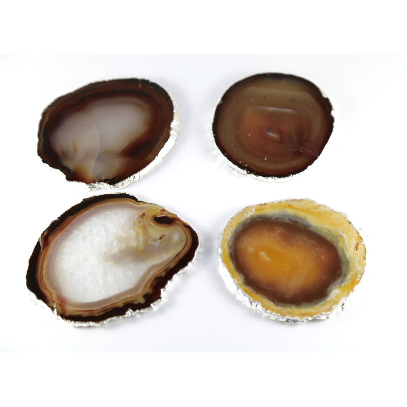 Coaster Agate Coaster, Silver Plated