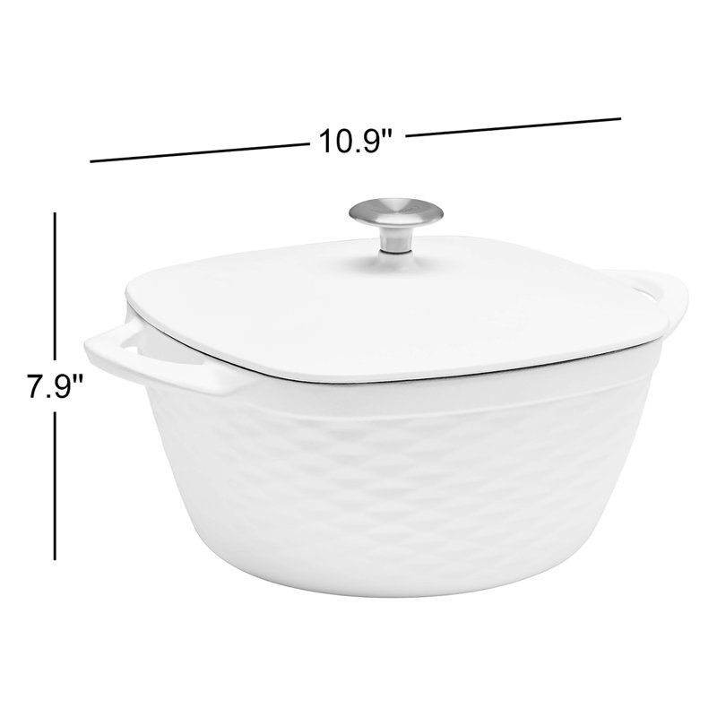 Tramontina Prisma 7 Qt Enameled Cast Iron Covered Square Dutch Oven, White