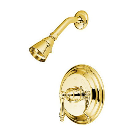 Vintage Thermostatic Pressure Balanced Shower Faucet with Metal Lever Handles, Polished Brass