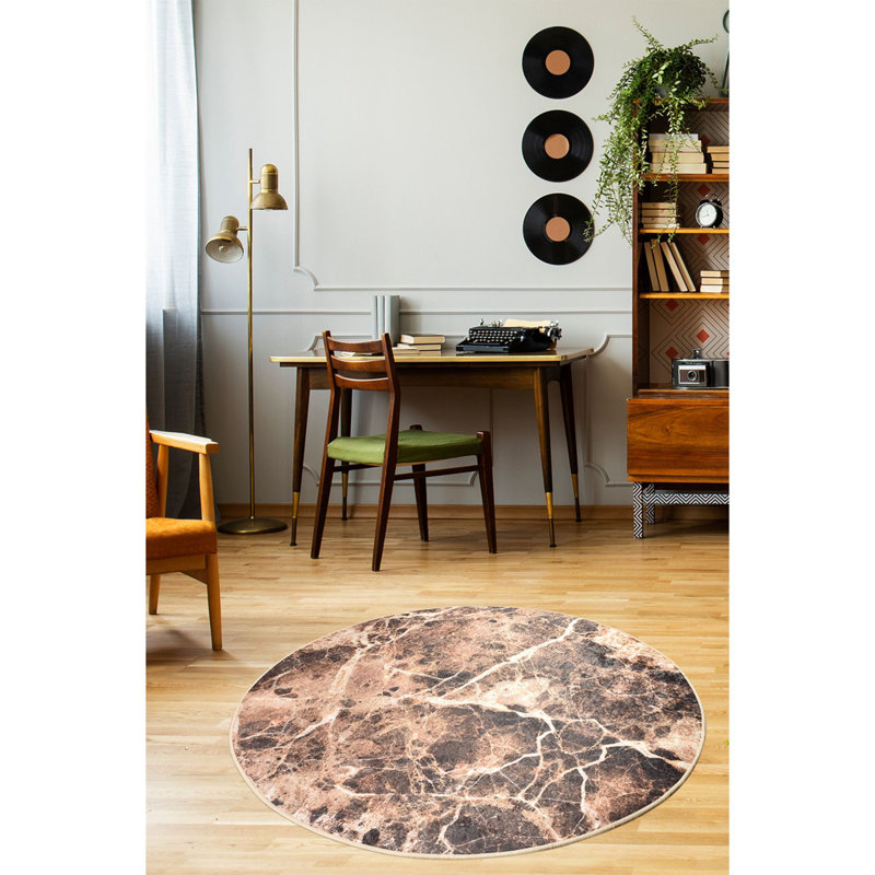 Antibacterial Round Carpet, 39.4 Inches Diameter, 100% Polyester, 0.2 Inches Pile Height | Non-Slip Underside, Machine Washable | Perfect for Living Room, Bedroom, and Playroom, Soft and Durable Design