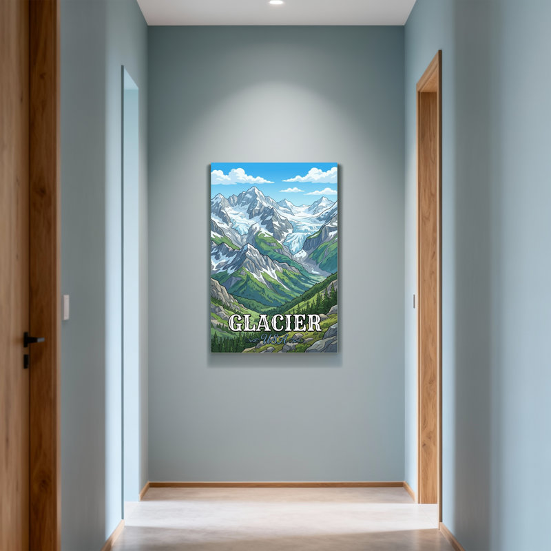 Paysages pittoresques et urbains, montagnes enneigées, forêts, glacier, États-Unis, H 18 po x l 12 po