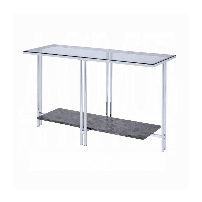 ACME Liddell Sofa Table, Chrome & Glass