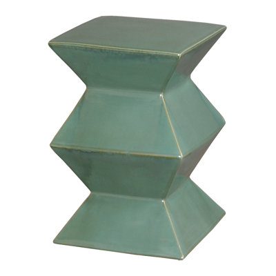 Tabouret de jardin en céramique fabriqué à la main H 18 po Zigzag