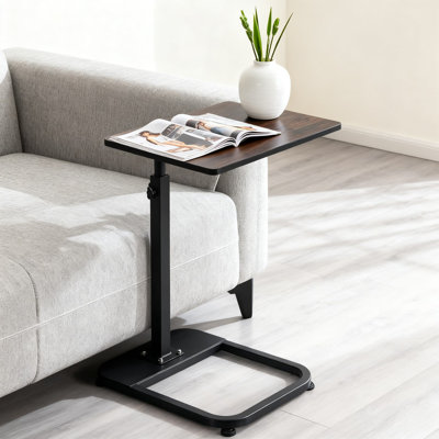 Adjustable C-Shaped End Table With 2 Height Settings, 16X12 Inch Tray For Sofa, Bed, Or Chair Use As Laptop Desk, Snack Table, And TV Tray