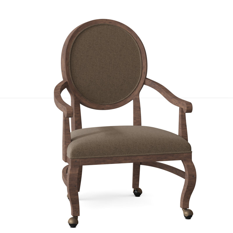 Oakland Upholstered King Louis Back Arm Chair, 9953 Mink, Tobacco