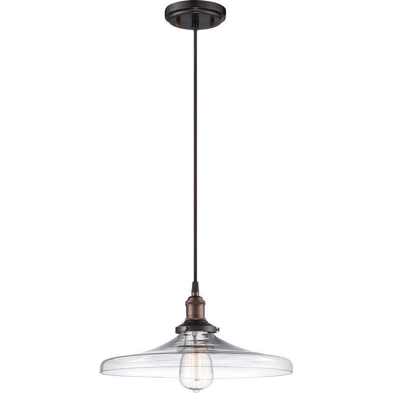 Luminaire suspendu conique à 1 lumière Lewandowski, Bronze rustique
