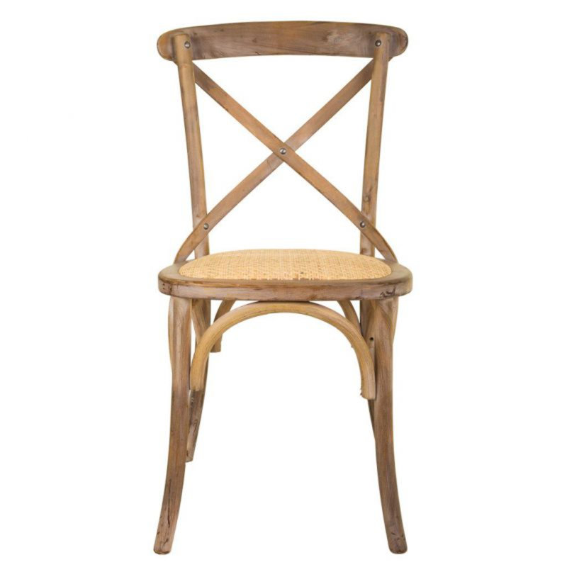 45cm H Solid Wood Cross Back Side Chair