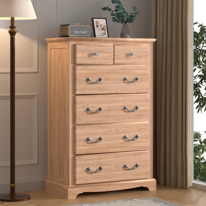 Rustic 6-Drawer Dresser - Solid Wood & Multi-Room Storage, Natural Oak