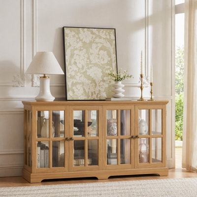 LED Curio Display Cabinet with Glass Doors and Adjustable Shelves, Ideal for Showcasing Precious Collectibles and Decorating Living Spaces