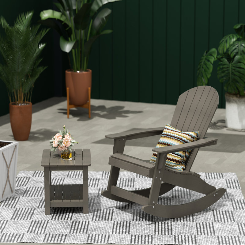 Chaise berçante d'extérieur avec table Arrir, Gris anthracite